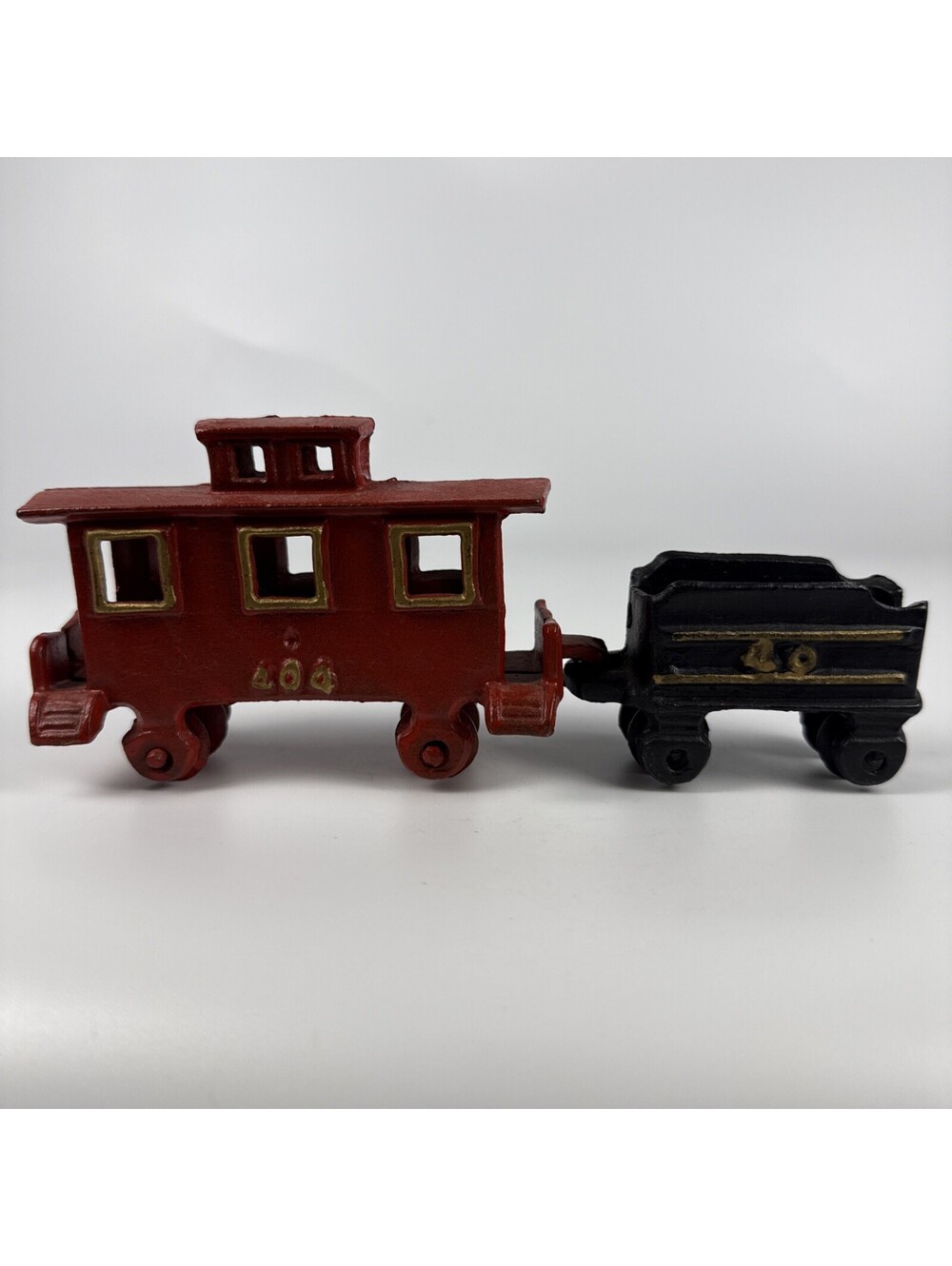 Cast Iron Toy Train Cars Vintage Caboose 404 & Coal Tender 40 Floor Train Lot